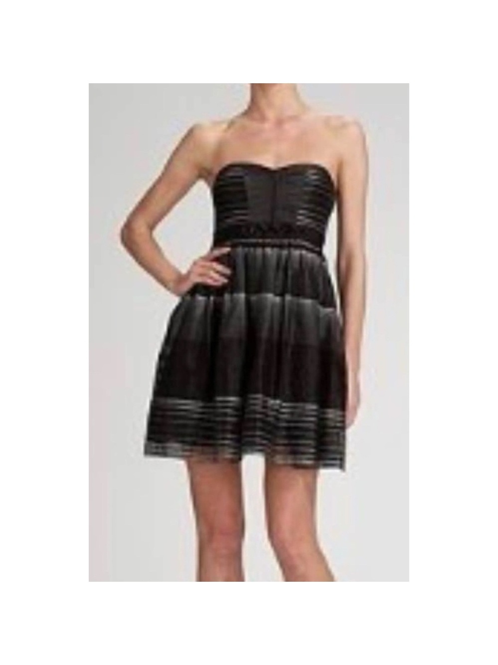 BCBGMaxAzria Strapless Organza Mini Dress Black
